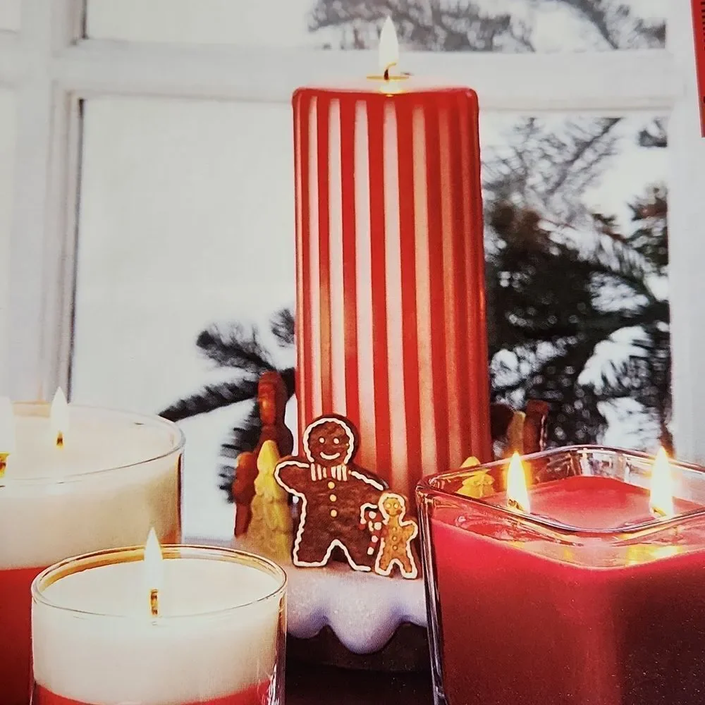 ⛱️NIB RETIRED PartyLite Peppermint Delight Pillar Candle Holder & Candle